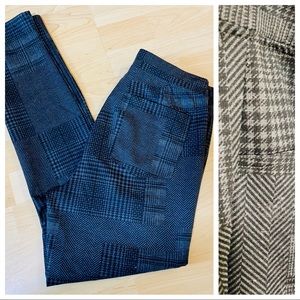 DESIGN LAB Plaid Houndstooth Patchwork Leggings Size Large New